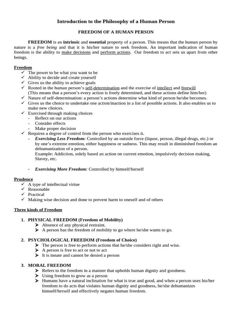 Understanding Human Freedom and Responsibility | PDF | Free Will ...