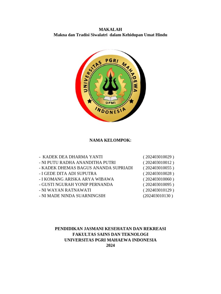 Doa Dan Tradisi Siwalatri Hindu Pdf