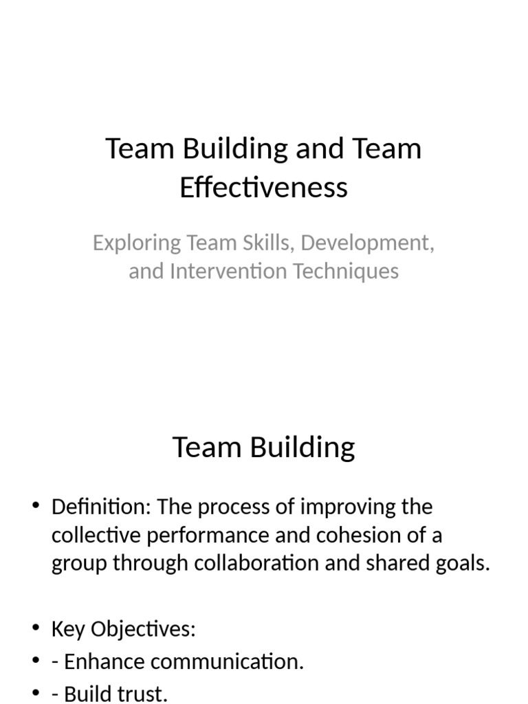 Team Building and Team Effectiveness | PDF | Conflict Resolution ...