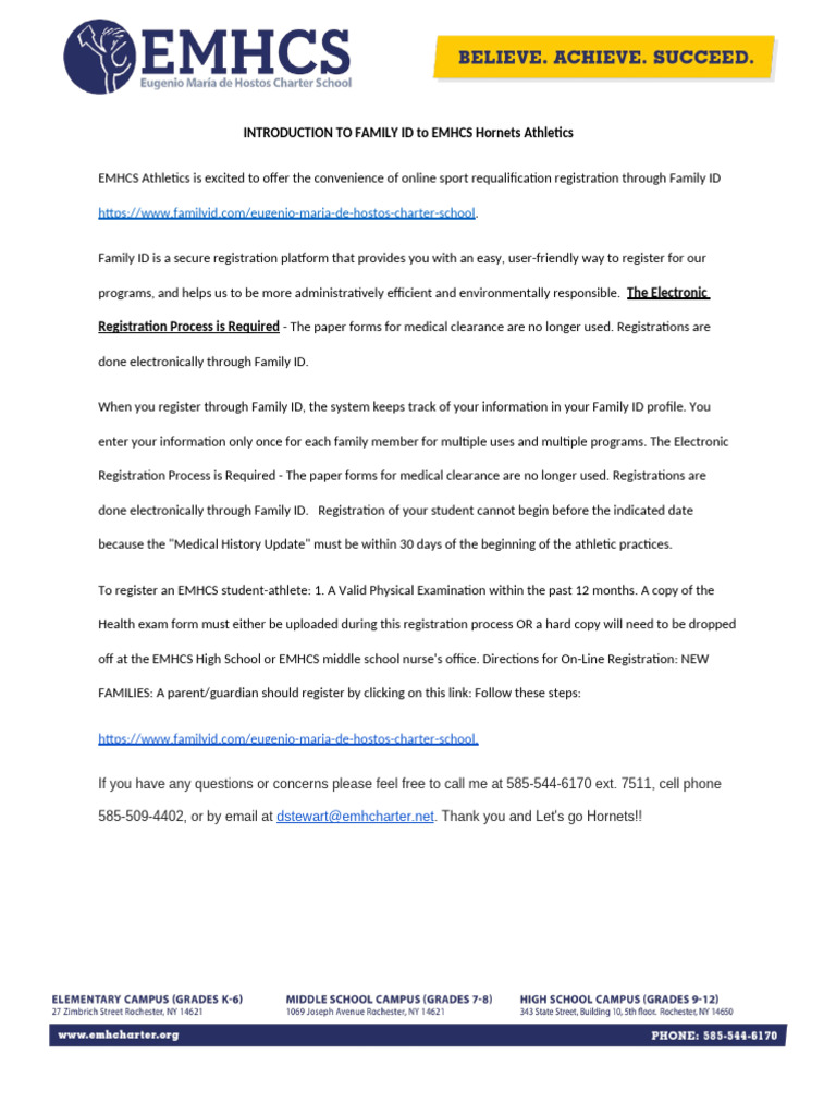 EMHCS Online Sports Registration Guide | PDF