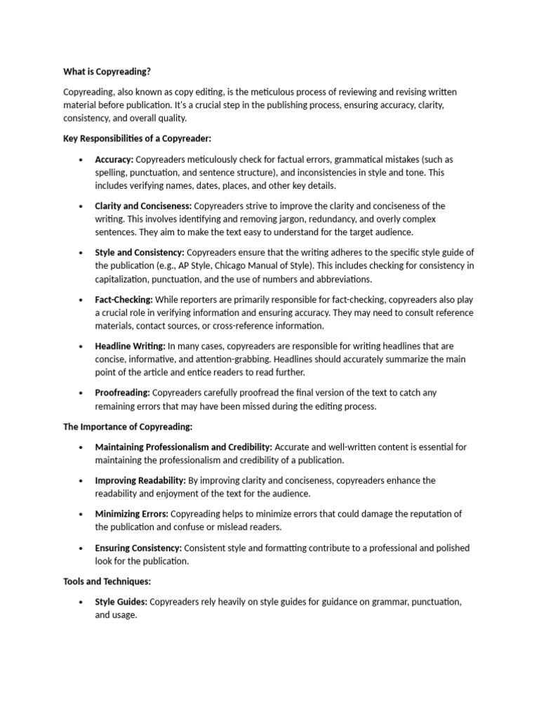 Understanding Copyreading Essentials | PDF | Copy Editing | Proofreading