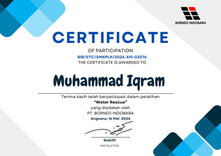 Sertifikat Renang - Muhammad Iqram | PDF