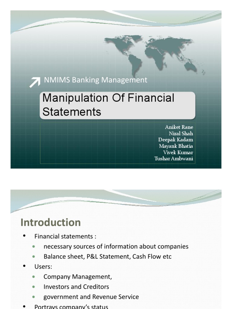 Manipulation of Financial Statements V0.1 Expense Depreciation