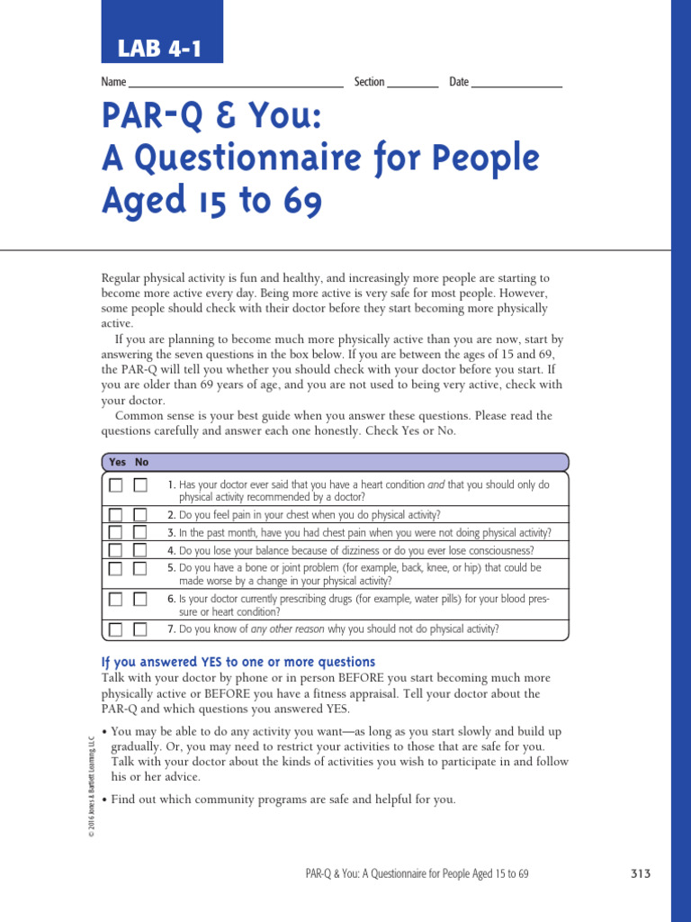 Understanding the PAR-Q Questionnaire | PDF | Physical Fitness