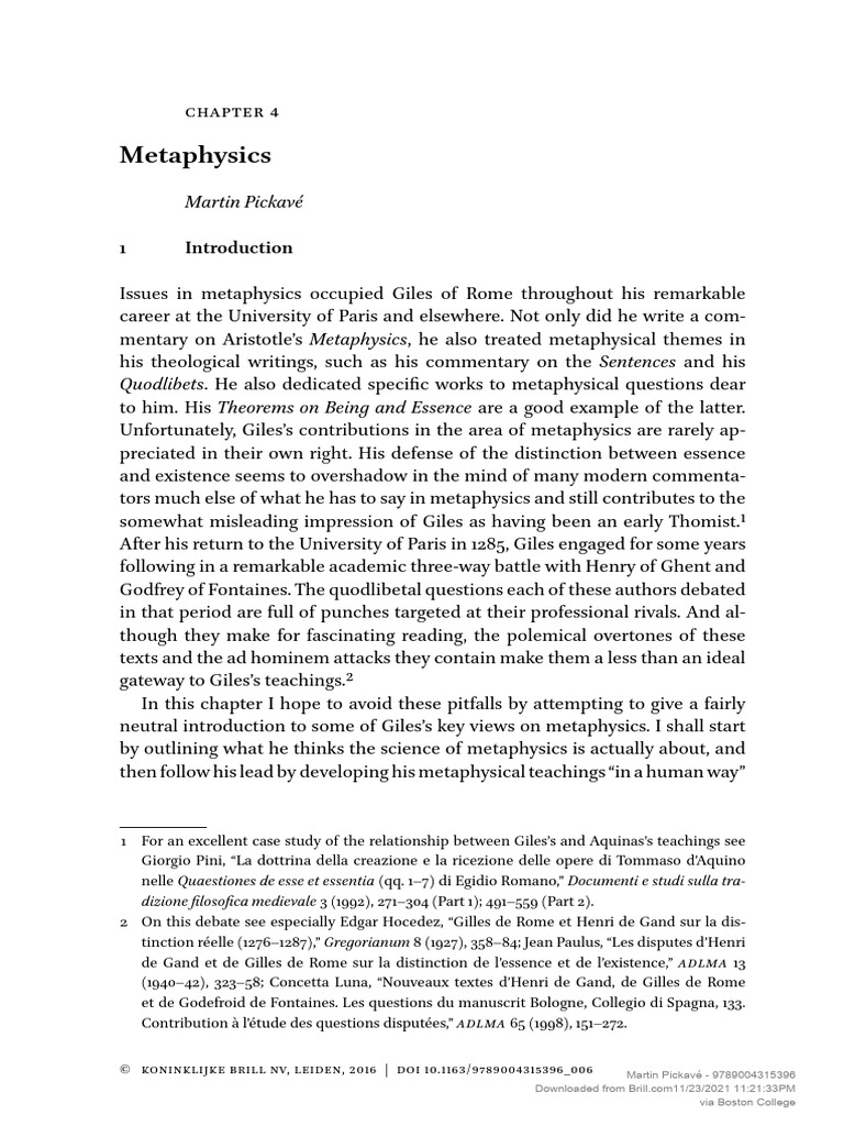 Giles of Rome's Metaphysical Views | PDF | Essence | Causality