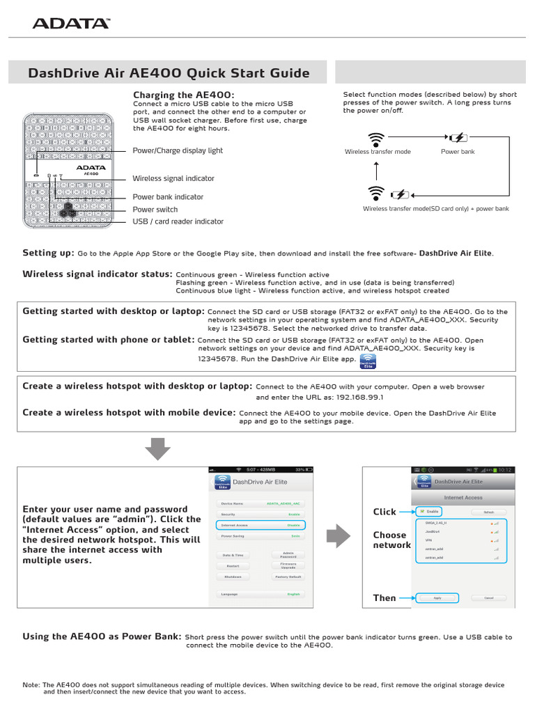 AE400-User-Quickguide | PDF | Usb | Battery Charger