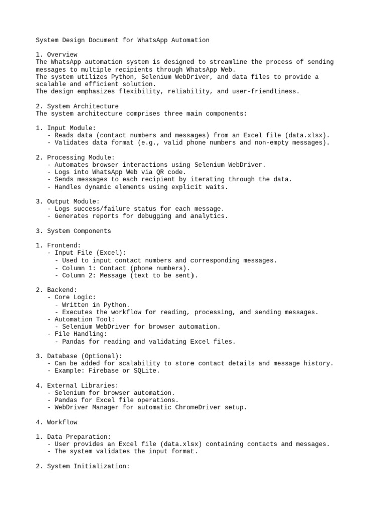 WhatsApp Automation System Design | PDF | Microsoft Excel | Qr Code