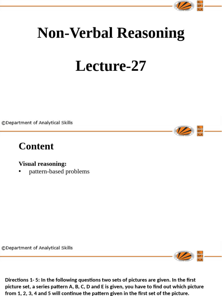 Non-Verbal Reasoning Patterns Explained | PDF