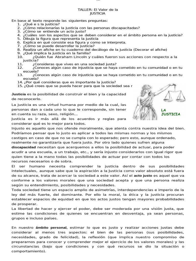 Justicia: Valor y Equidad en la Sociedad | PDF | Justicia | Crimen y ...
