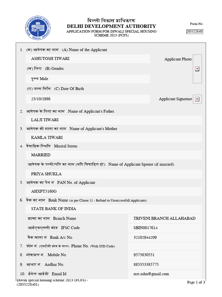 Application Form For Diwali Special Housing | PDF