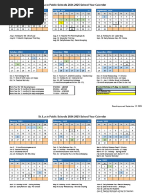 St. Lucie Schools Calendar 2024-2025 | PDF | Holidays ...