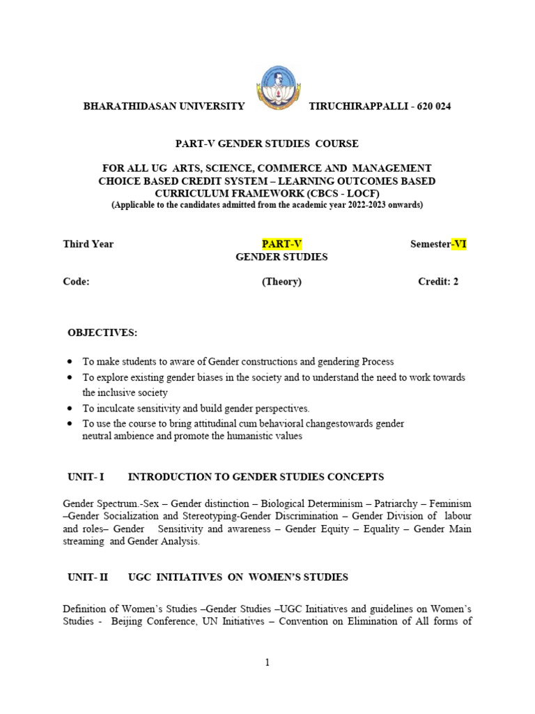 Gender Studies Curriculum Overview | PDF | Gender | Gender Studies