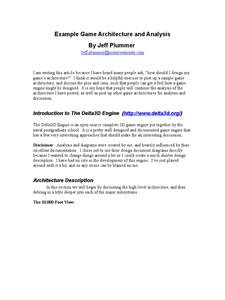 A Game Architecture Analysis The Delta 3D Game Engine PDF Class