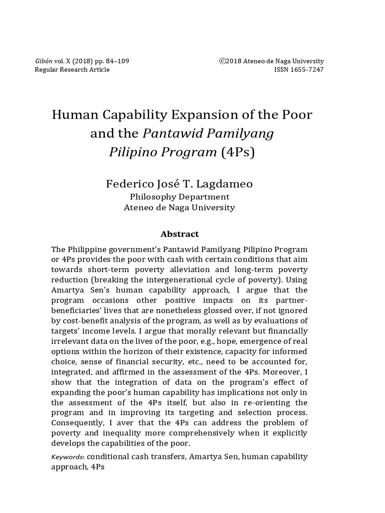Expanding Human Capability in 4Ps Program | PDF | Poverty | Poverty ...