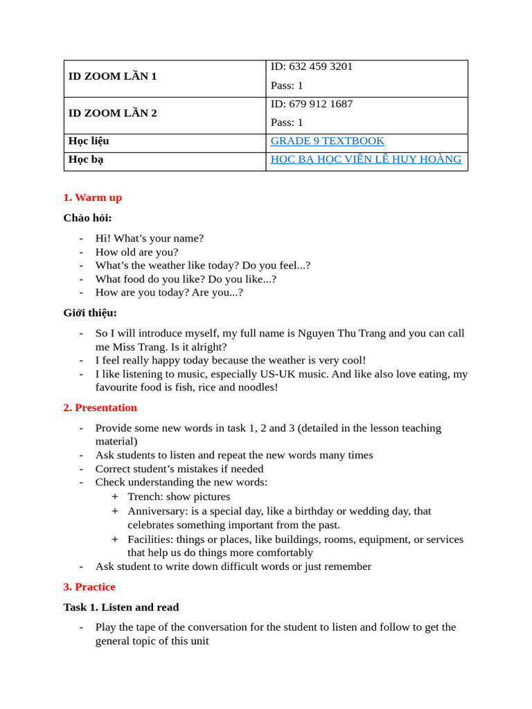 Zoom IDs and Lesson Plan for Grade 9 | PDF | Adverb | Adjective