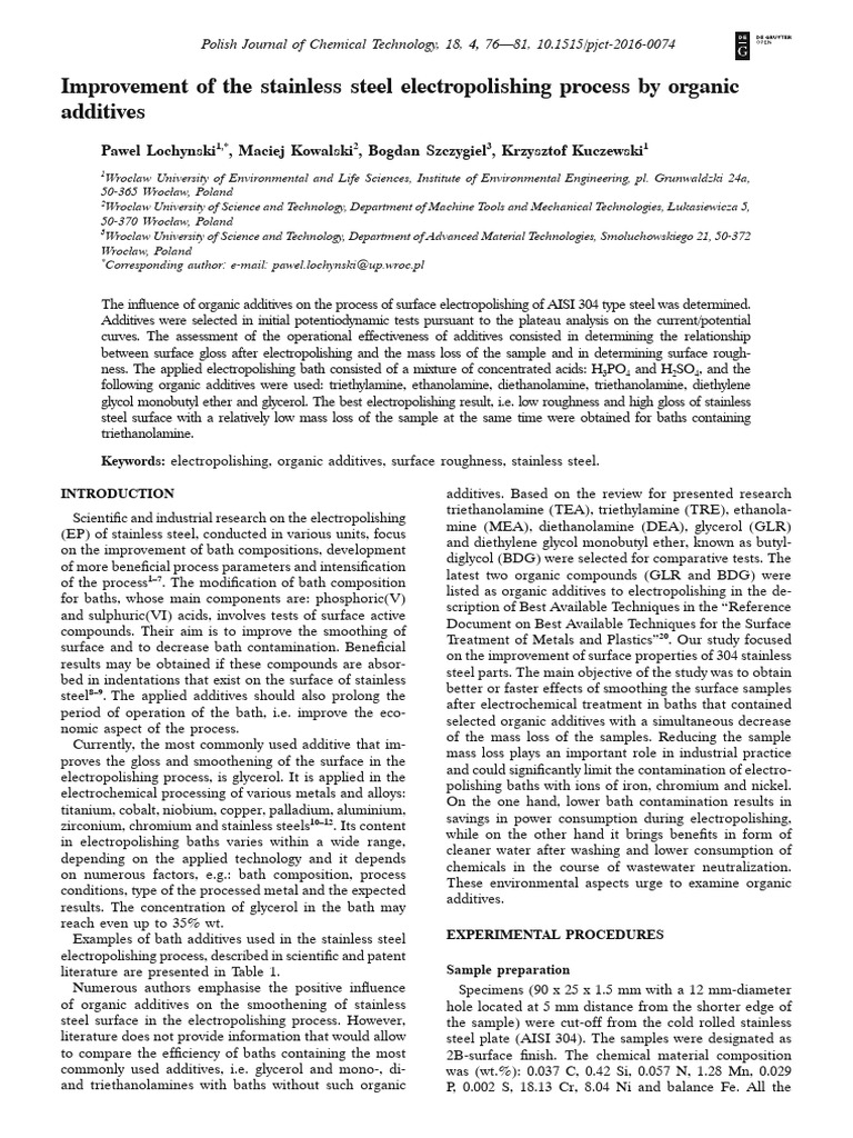 Improvement of The Stainless Steel | PDF | Stainless Steel | Chromium