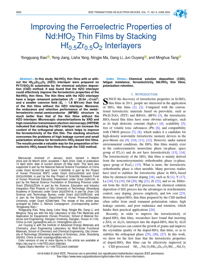 Enhancing Ferroelectric Nd:HfO2 Films | PDF | Ferroelectricity | Dielectric