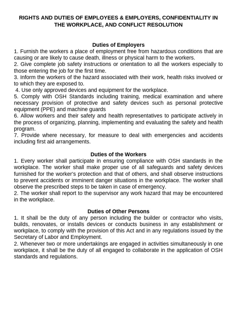 Rights and Duties of Employees | PDF