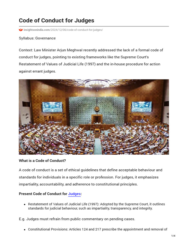 Code of Conduct For Judges | PDF | Judge | Judiciaries
