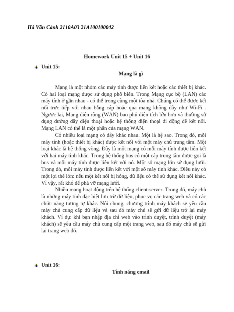 Homework Unit 15 + Unit 16 | PDF
