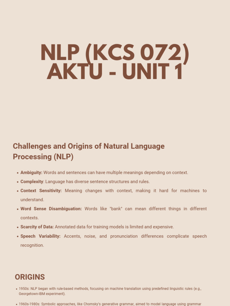 Unit 1 NLP KCS072 | PDF | Word | Morphology (Linguistics)
