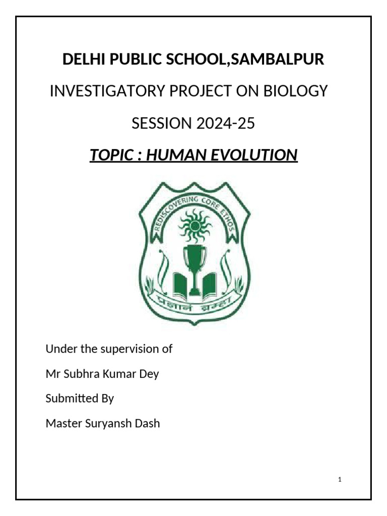 Human Evolution Investigatory Project | PDF | Homo | Human