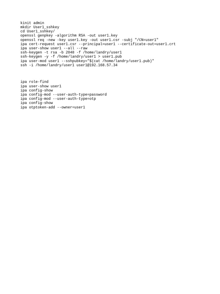 User1 SSH Key and IPA Configuration Guide | PDF