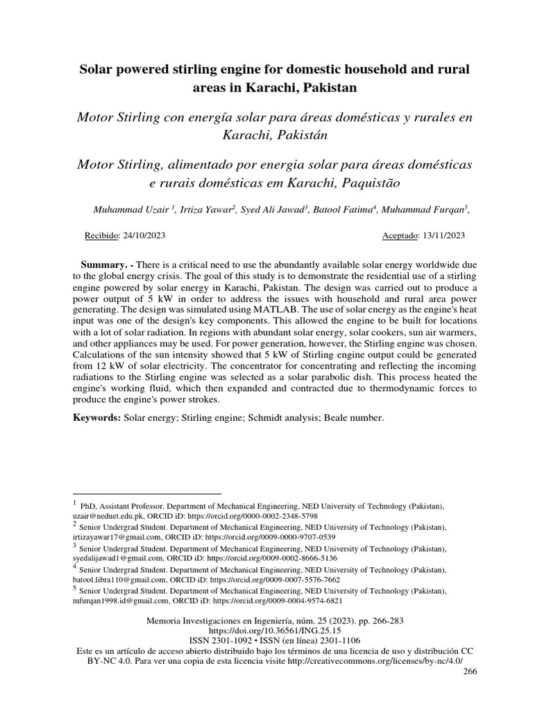 Solar Powered Stirling Engine For Domest | PDF | Solar Energy ...
