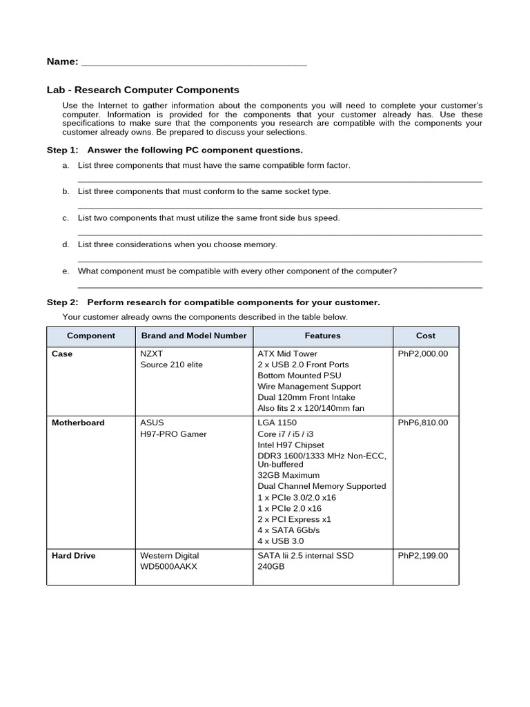 Research Compatible PC Parts | PDF | Computer Hardware | Personal Computing
