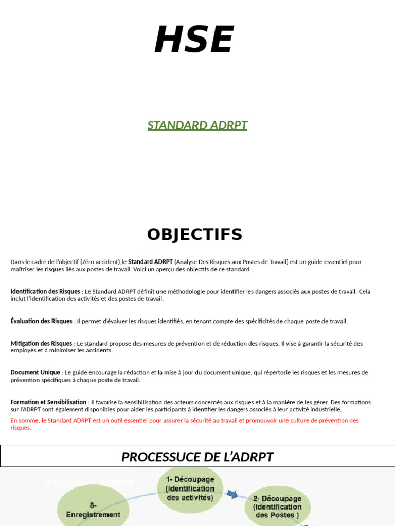 Standard ADRPT : Sécurité au Travail | PDF