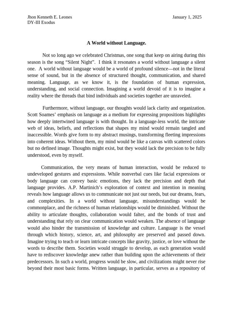 Impact of a Language-less World | PDF | Thought | Communication