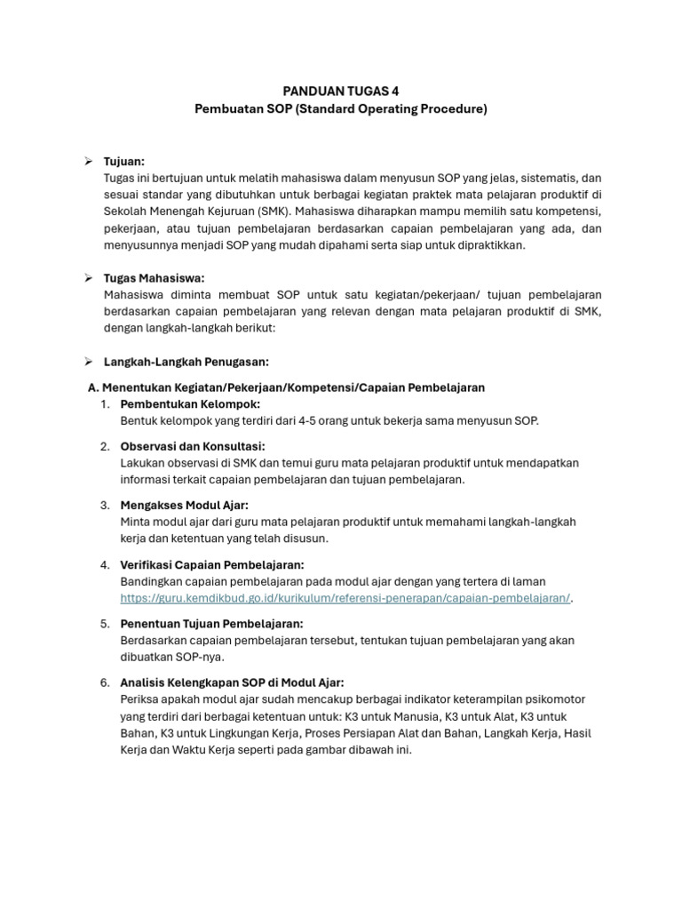 Panduan Penugasan SOP | PDF