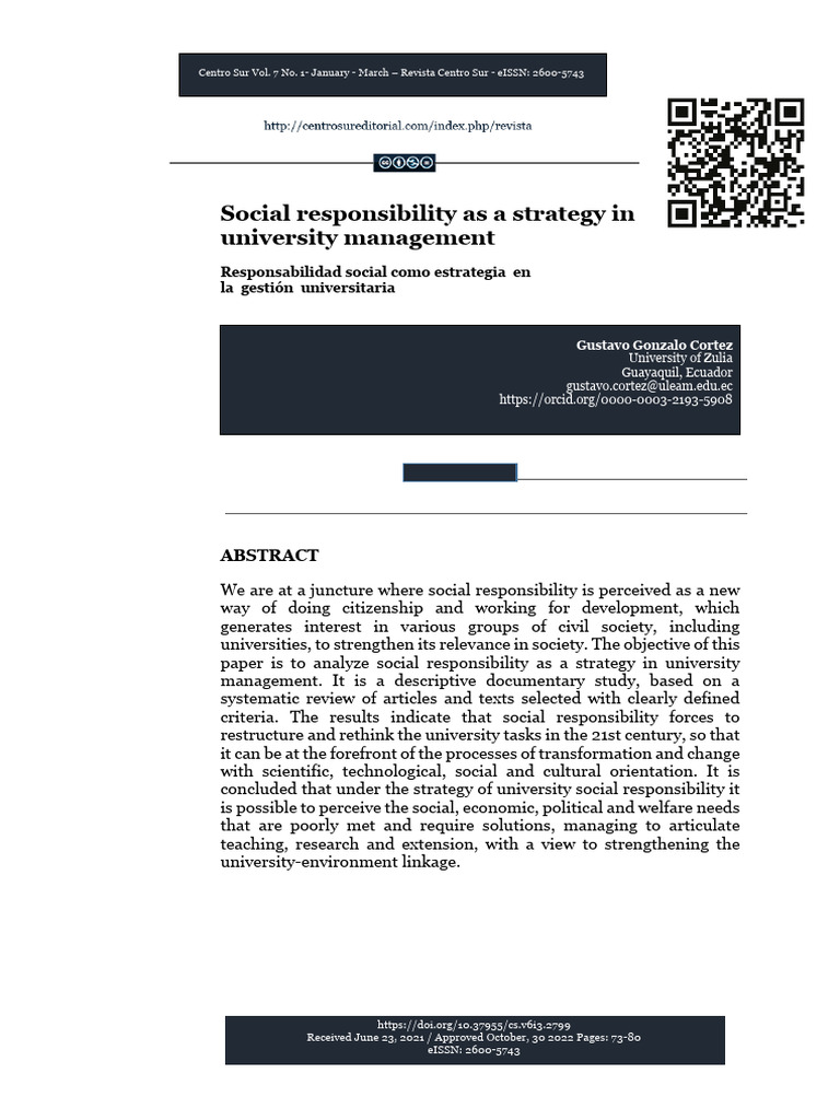 Social Responsibility in University Management | PDF | Corporate Social ...