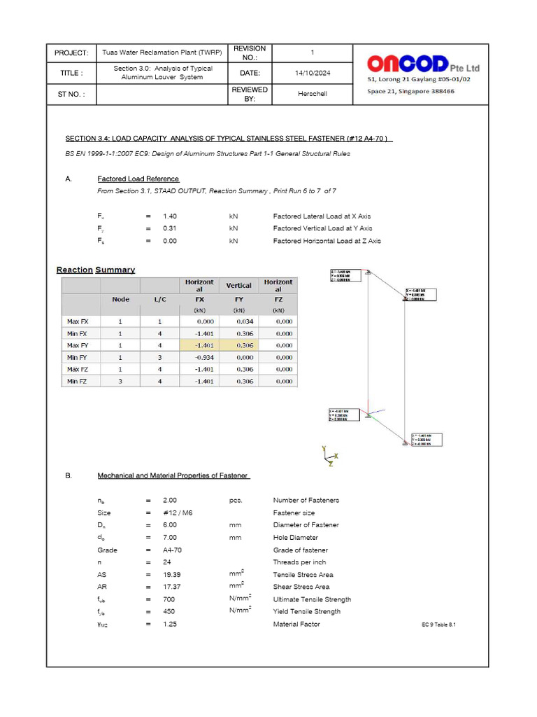 Aluminum Fastener Load Capacity Analysis | PDF | Strength Of Materials ...