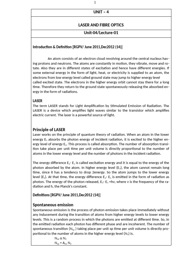 Understanding Laser Principles and Components | PDF | Optical Fiber | Laser