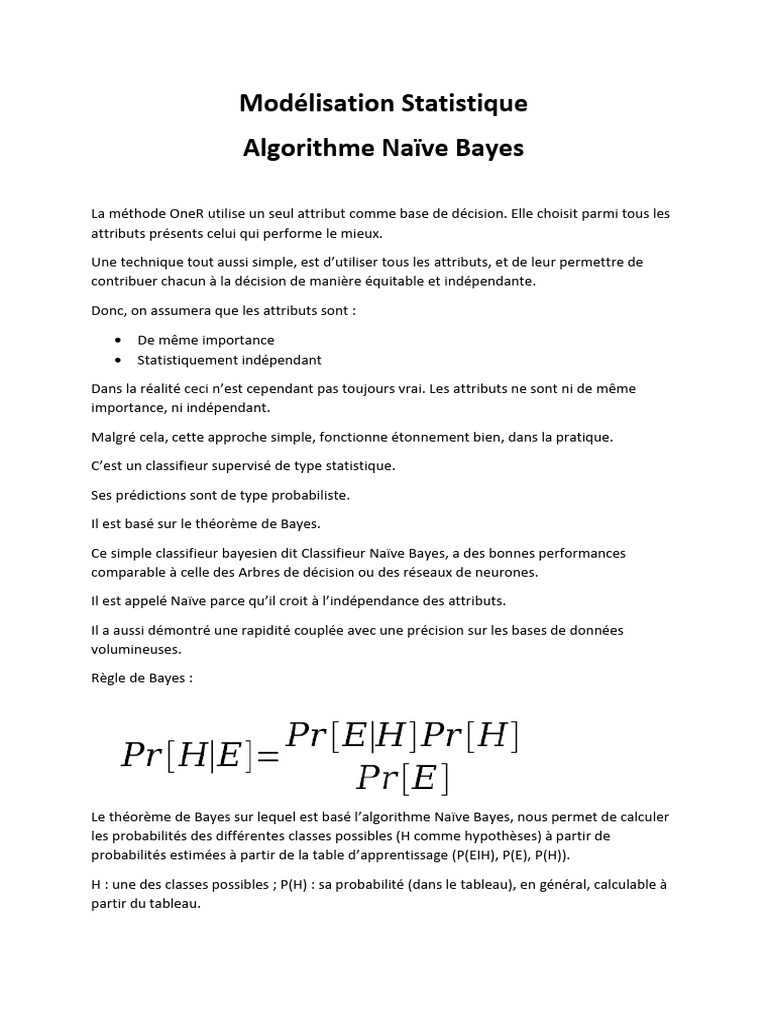 Algorithme Naïve Bayes en Modélisation Statistique | PDF | Probabilité ...