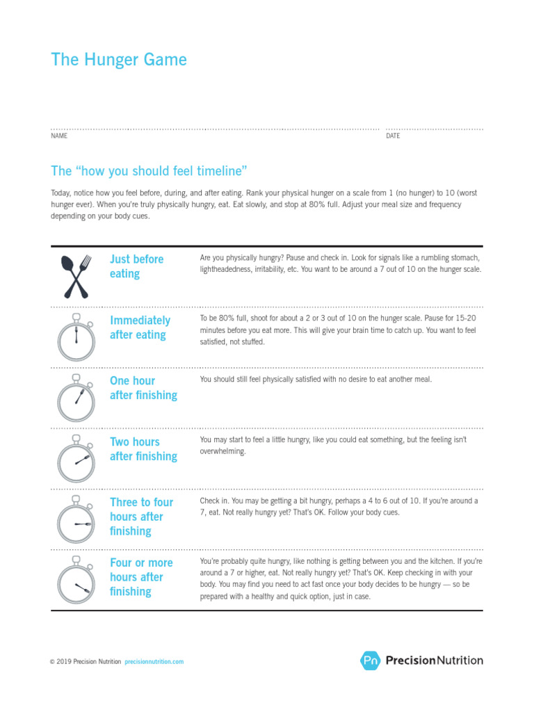 Hunger Awareness Tracking Worksheet | PDF | Eating | Nutrition