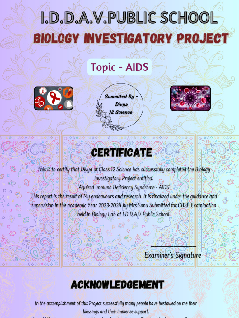 Biology Project on AIDS Overview | PDF | Hiv/Aids | Management Of Hiv/Aids