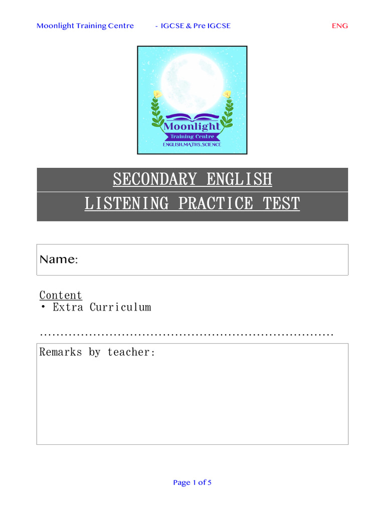 IGCSE English Listening Practice Test | PDF