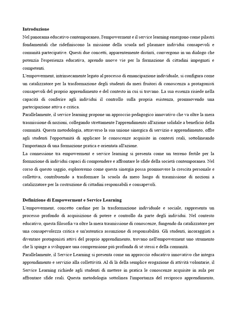 Empowerment e Service Learning | PDF