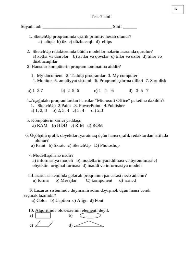 106 - Test 7sinif Yek | PDF