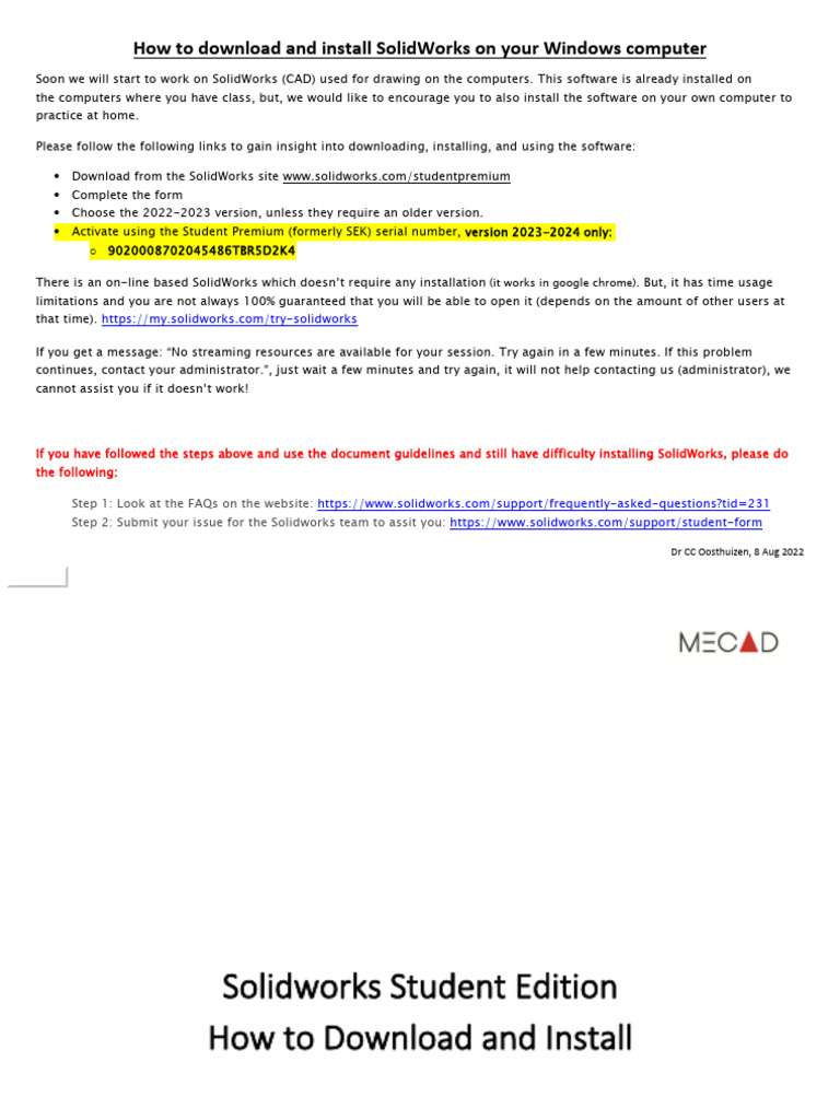 SolidWorks 2024 Download and Installation Guide | PDF | Central ...