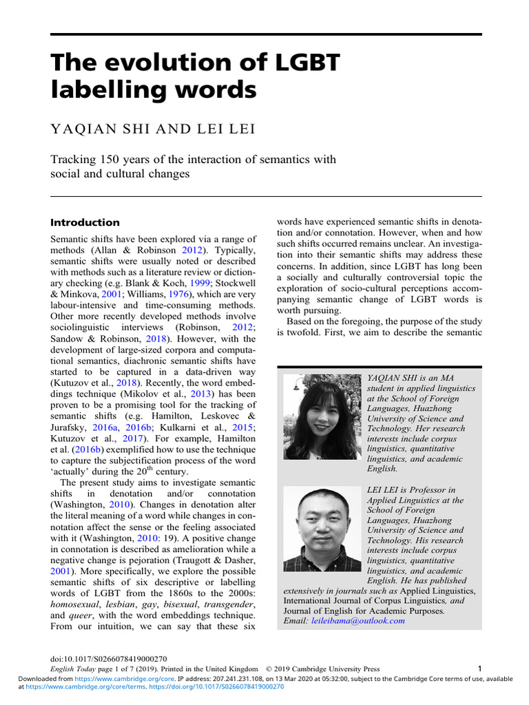 Semantic Shifts in LGBT Terminology | PDF | Linguistics | Homosexuality