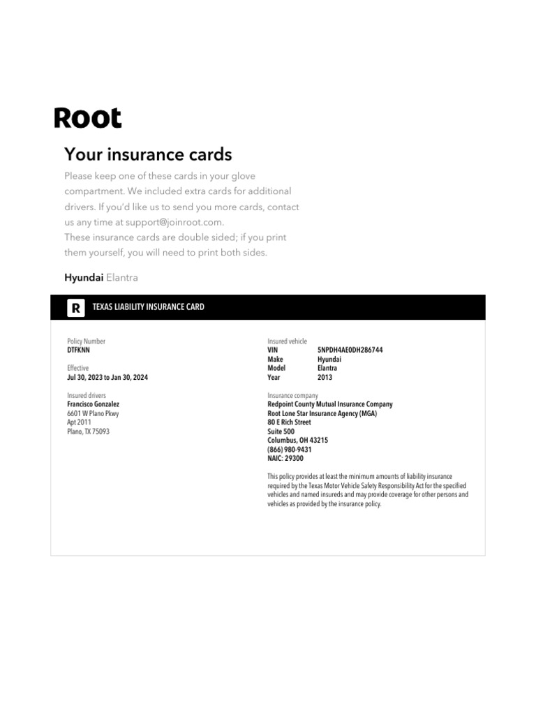 Root Insurance Cards2023!07!30 | PDF | Financial Services | Insurance