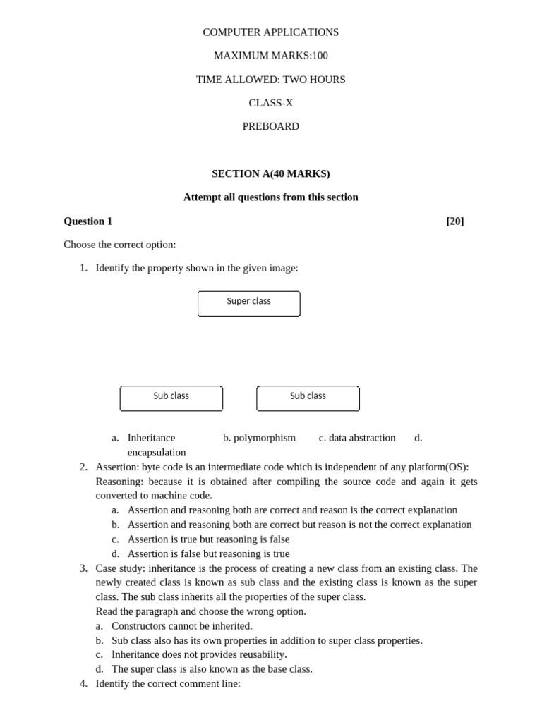 Class X Computer Applications Preboard Exam | PDF | Control Flow ...