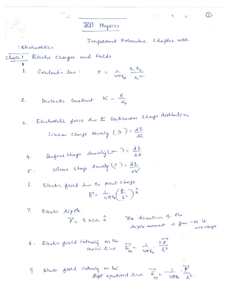 Xii Class Physics Notes | PDF
