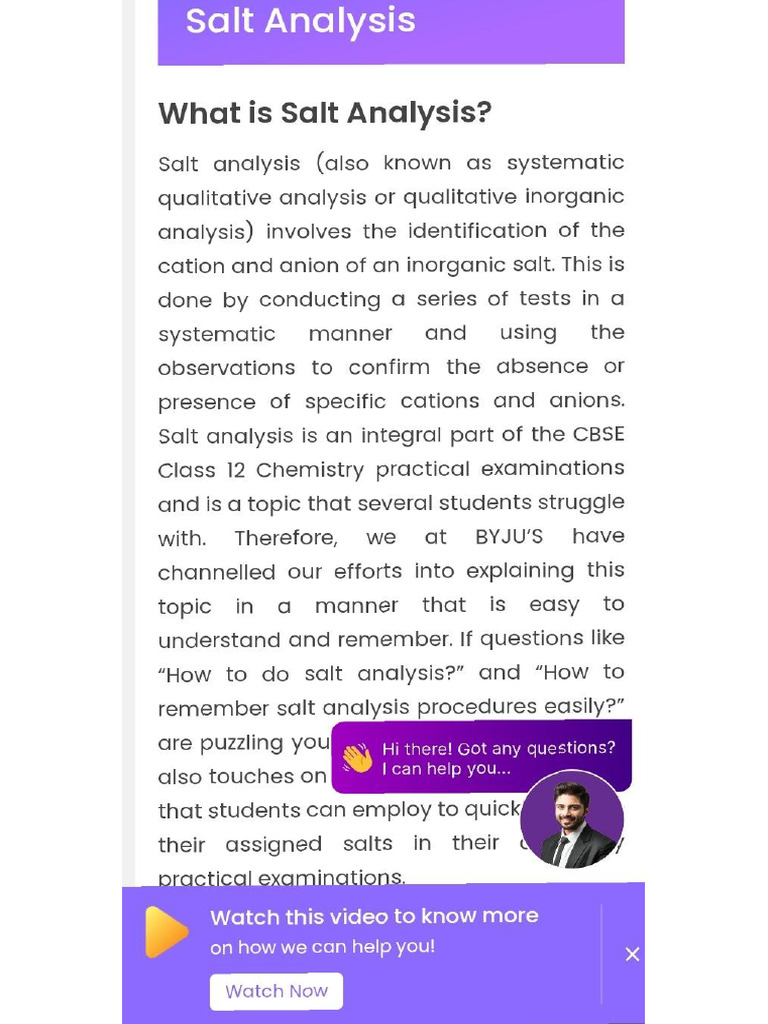 Salt Analysis | PDF