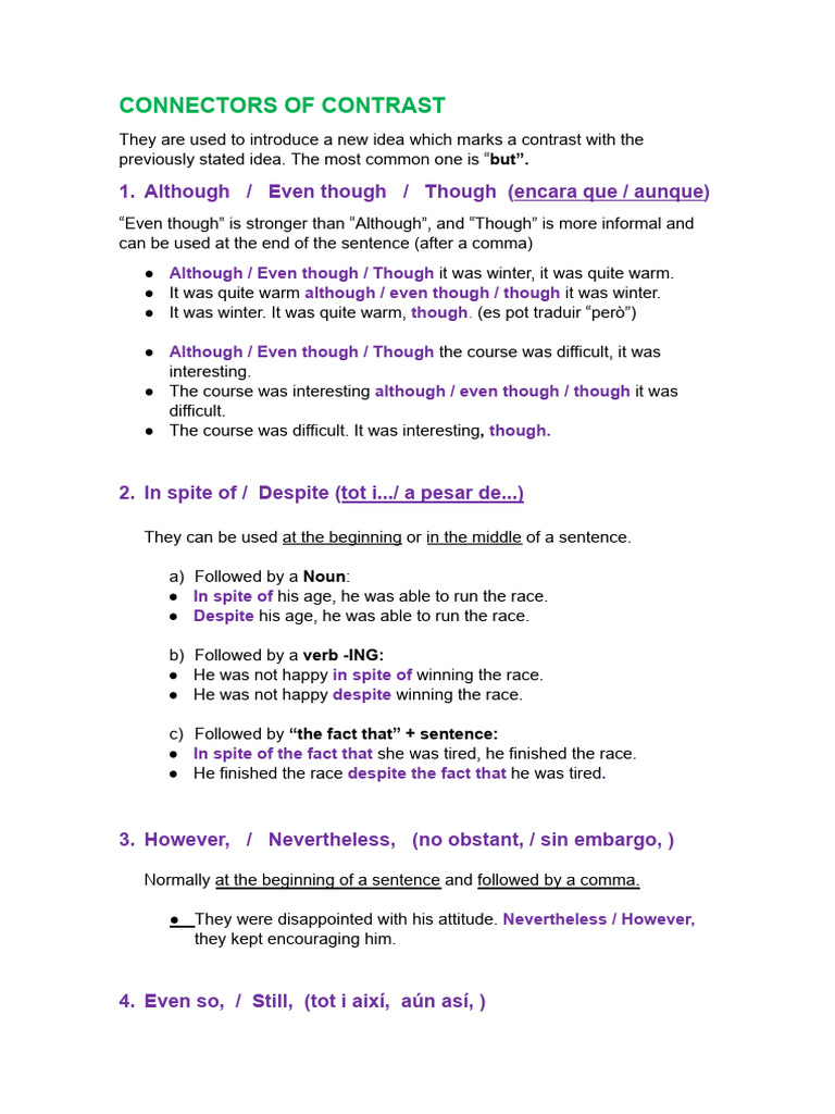 CONNECTORS OF CONTRAST.docx | PDF