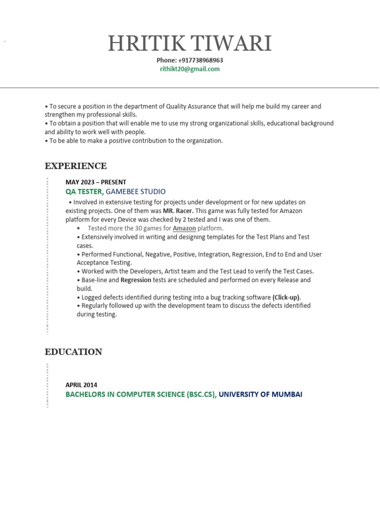 Hritik tiwari resume pdf systems engineering information technology