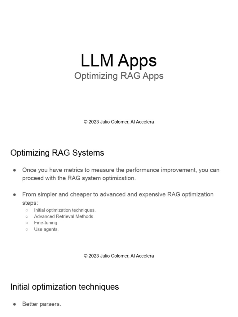 049beng-Optimizing Rag Apps | PDF | Algorithms | Information Retrieval